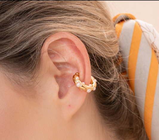 EARCUFF GOLD PERLAS L