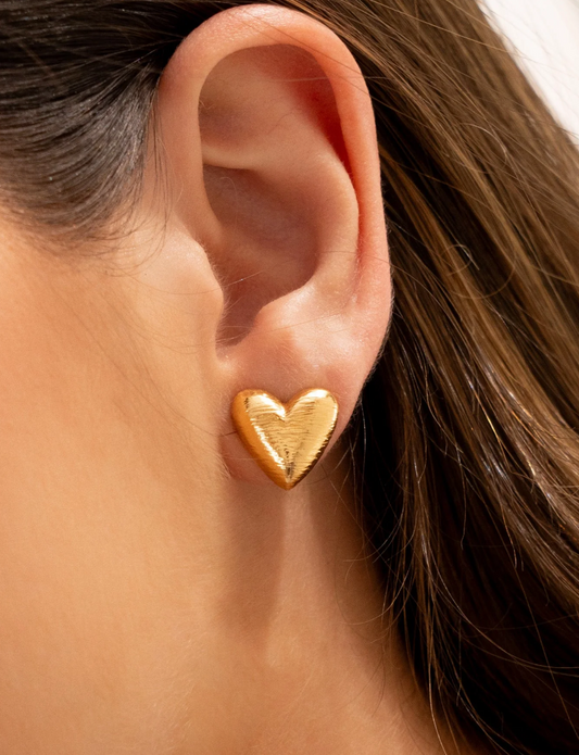 Aros Corazón Textura Gold