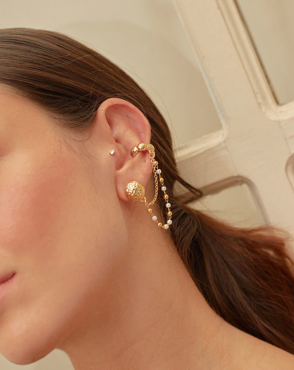 Set Feminidad Gold Aros + Ear Cuff