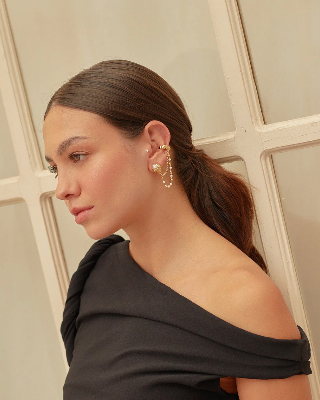 Set Feminidad Gold Aros + Ear Cuff