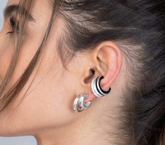 EARCUFF AUTHENTIC SILVER & BLACK