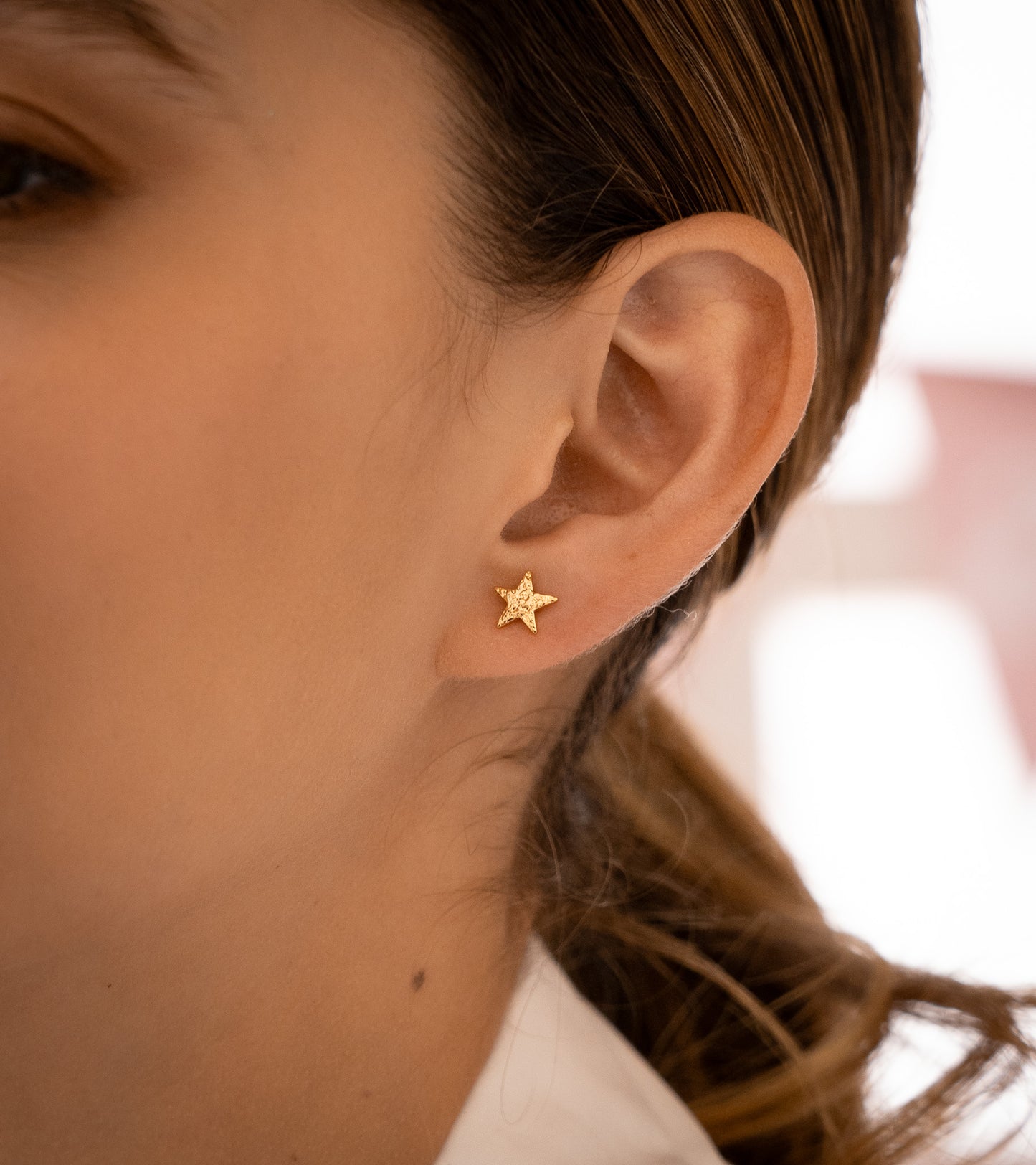 Set De 1 Par de Aros Estrella Gold + Ear Cuff